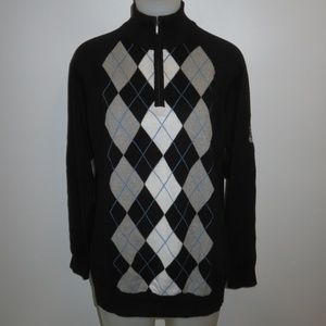 MURRAY GOLF BLK/GRAY/WHT/BLUE ARGYLE SWEATER L